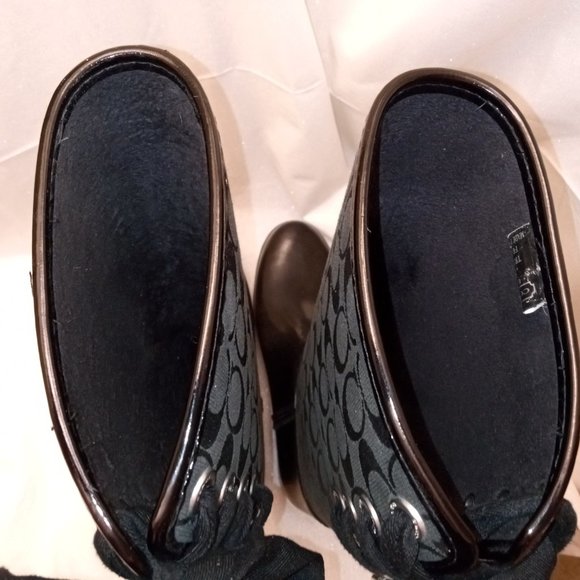 * COACH, Trist, Signature Black Grey Boots Rainboots Rubber Canvas Size 9 - Picture 7 of 13